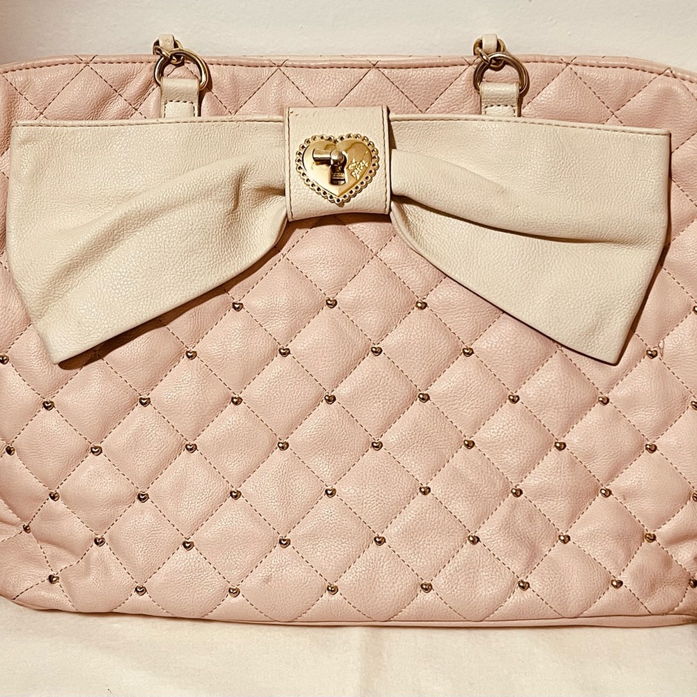 Betsey Johnson Blush Quilted Shoulder Bag with Bow